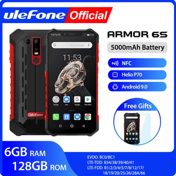 Перейти на Алиэкспресс и купить Ulefone Armor 6S Водонепроницаемый IP68 NFC прочный мобильный телефон Helio P70 Otca-core Android 9,0 6 ГБ 128 ГБ беспроводной зарядный смартфон