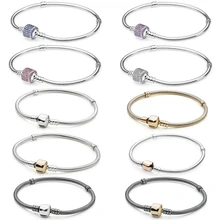 Стерлингового серебра 925 браслет голова Классический Шарм с прозрачными фианитами вышитый бисером кулон браслет, позвольте себе стать фабрикой оптом