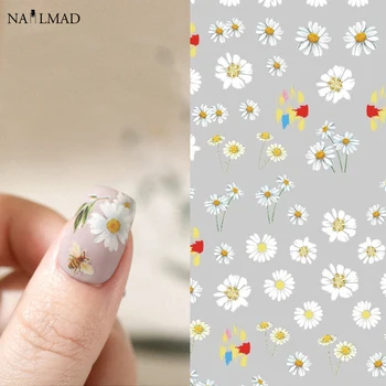 

1pc Daisy Nail Stickers Elegant Florals Adhesive Decal Nail Decorations For Nails Tips Beauty