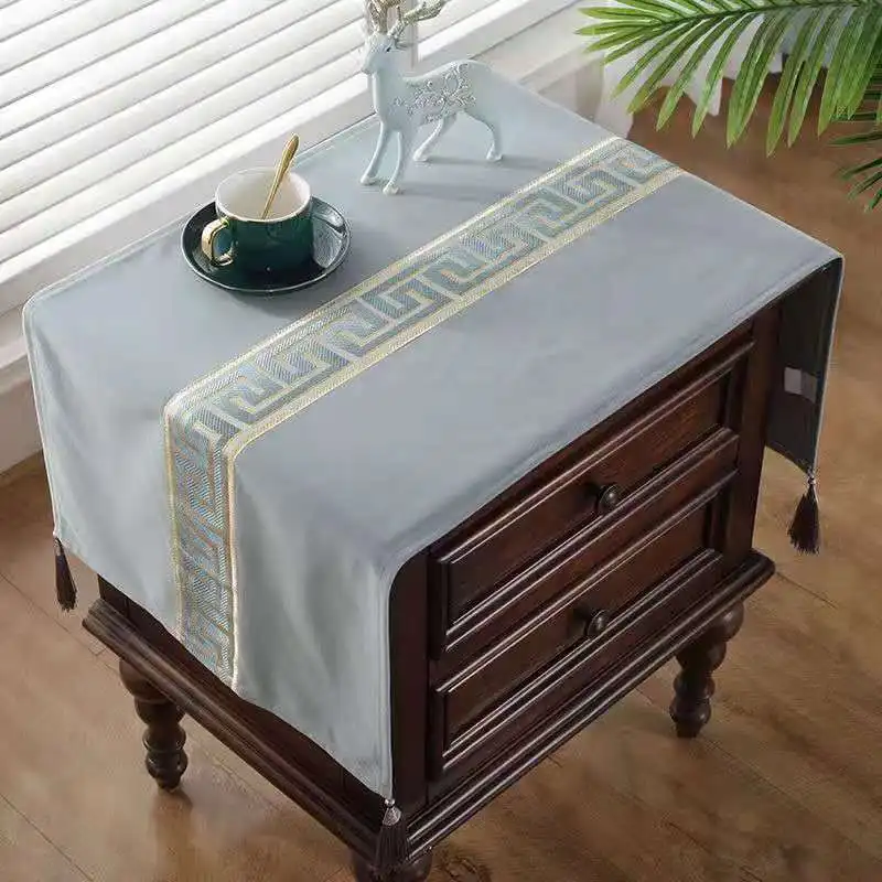 CustomJacquardLaceBedsideTableDustCoverClothChineseVelvetTea