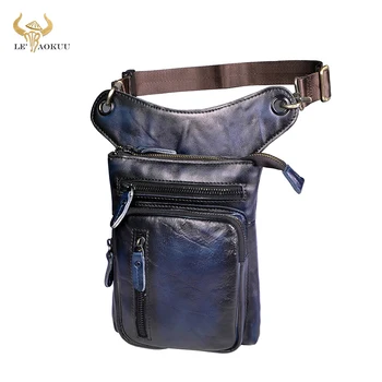 

Genuine Real Leather Design Men Cross-body Satchel Bag Fashion Organizer Fanny Waist Belt Pack Drop Leg Bag Tablet Case 211-11