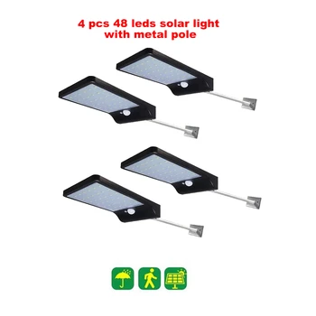 

2/4pcs 48 LEDs Solar Lamp PIR Motion Sensor Street Garden light Solar Rechargeable Outdoor Waterproof Emergency Security Night l