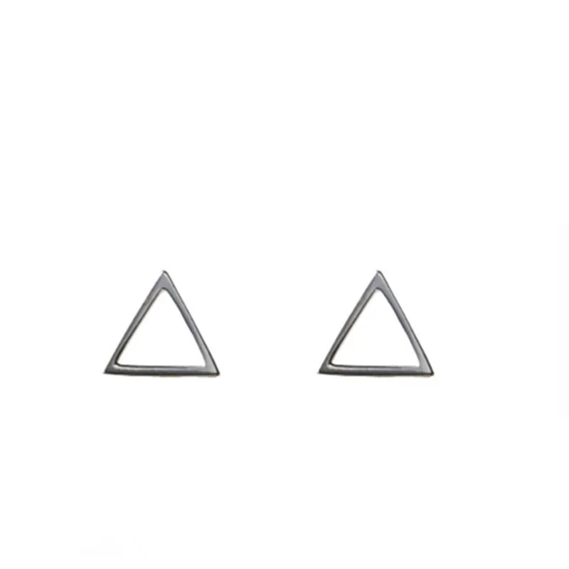 925 пробы серебряные Простые полые треугольные серьги-гвоздики блестящие геометрические ювелирные изделия элегантные вечерние аксессуары