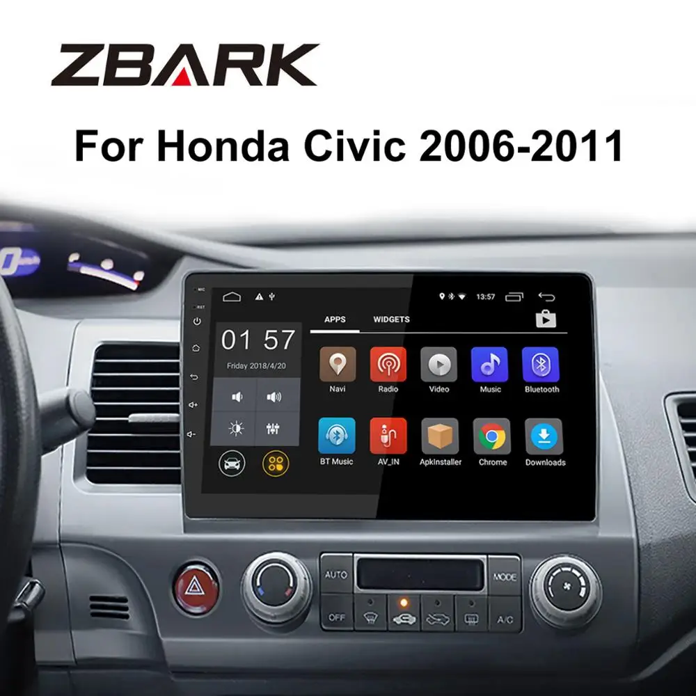 

10.1 Inch 2 din android 9.0 Car Stereo Multimedia Radio Player navigation NO DVD Bluetooth for Honda civic 2006-2011 YHTK0242
