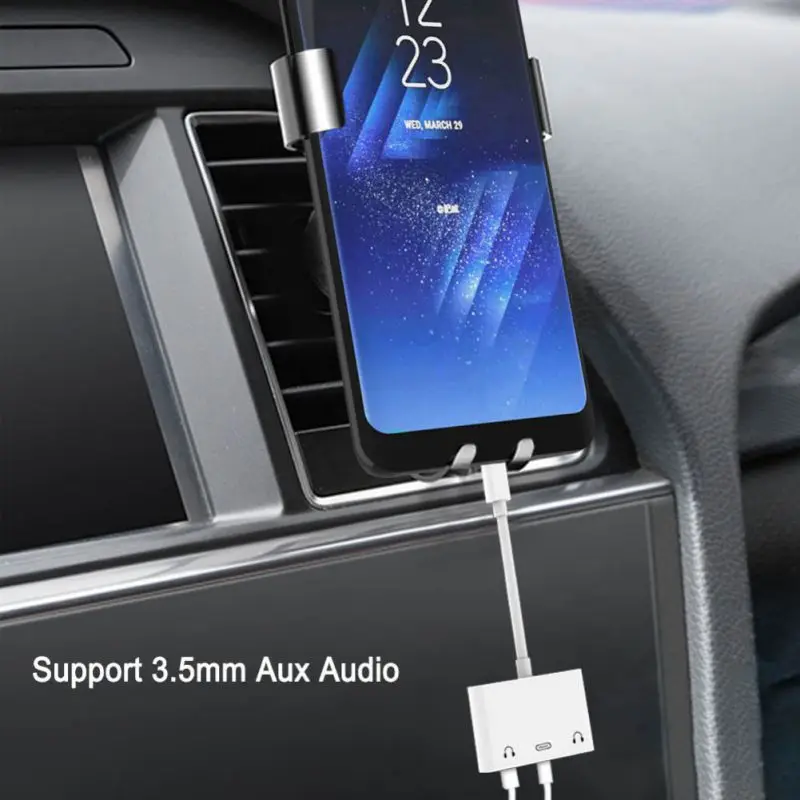 

Dual 3.5mm Jack Plug-and-play Fast Charging Headphone Cord 3-in-1 Type-C Digital Audio Cable