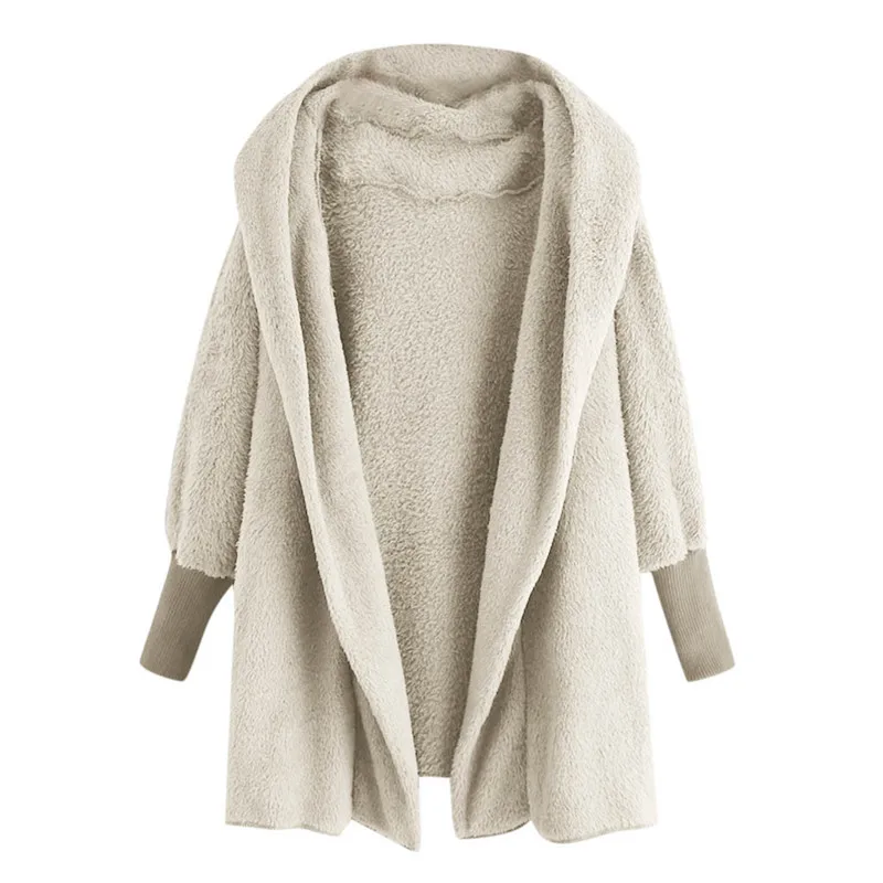 Beige Jaycosin модное пальто Женская толстовка с капюшоном пальто зимнее теплое плюшевое хлопковое пальто с карманами верхняя одежда на весну осень зиму - Цвет: Beige