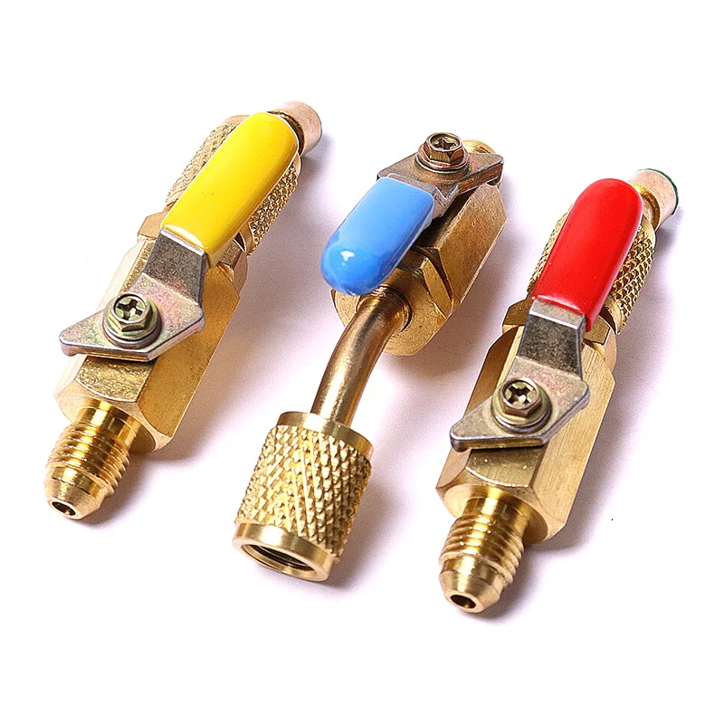 Новые 3 шт. A/C зарядки шланги запорный шаровой клапан AC хладагент для R12 R134a R410A