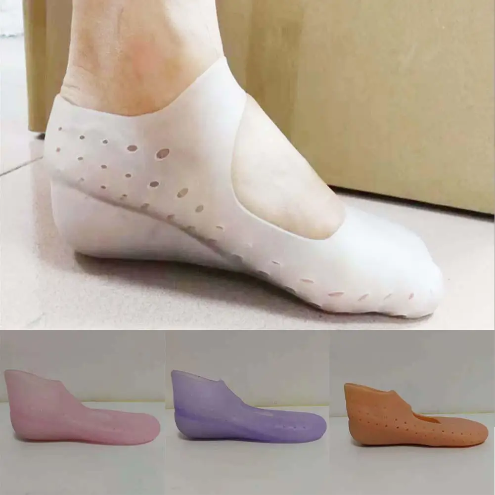 Hot Invisible Height Increase Socks Heel Pads Silicone Insoles Foot Care