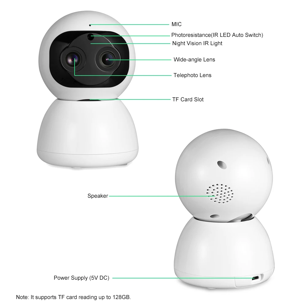 1080P IP Камера Беспроводной смарт-камера с Wi-Fi 2 двухстороннее аудио обнаружения движения в помещении Поворотная камера с увеличительным объективом с приложением Управление камера-няня