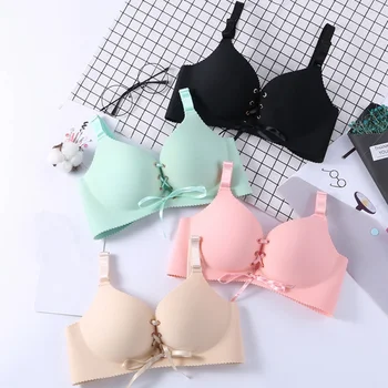 

Women Candy Color Bandage Push-up Bra Tops 2019 New One-piece Seamless Wire Free 70 75 80 85 B Cup BH Lady Female Cute Intimates