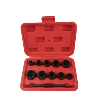 

EASY-11Pcs Nut Bolt Removers Set 9-19Mm Locking Wheel Bolt Nut Stud Extractor Twist Socket Set Threading Hand Tools Kit With Box