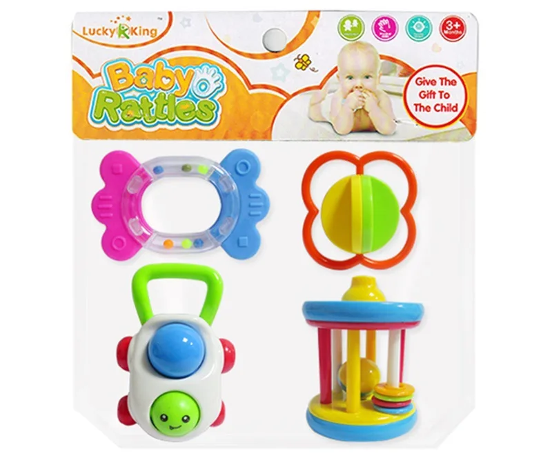 

Infants Rattle Teether Set Cartoon Modeling Grasping Toy 4-Piece Set Boys And Girls Baby 6-December