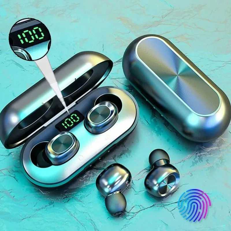 Newest True Bluetooth 5 0 Earphones Wireless Earphones Touch Button Waterproof Super Bass With 300mAh Charging Box