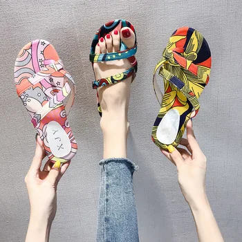 

2020 Women Summer Elegant New Style Fashion Design Concise Sweet Wear-resistance All-match Color-blocked Casual Flat Slippers