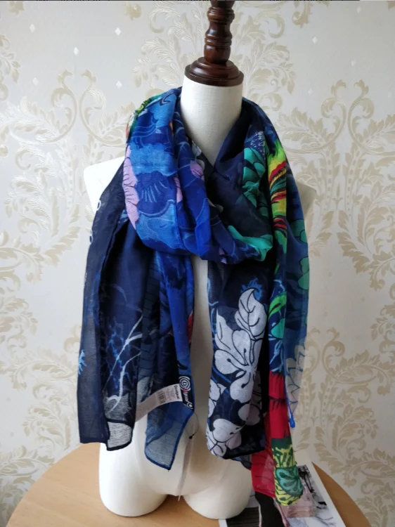Золотой Дизайнерские Роскошные Брендовые женские летние шарфы, испанские Цветочные шали, женские шарфы с принтом - Цвет: Золотой