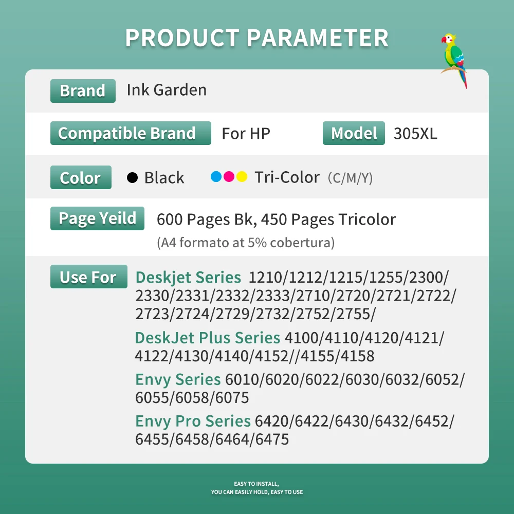 InkGarden-Cartucho de tinta remanufaturado para HP, 305 XL, Deskjet Plus Series, 4120, 4121, 4122, 4130, 4140, 4152