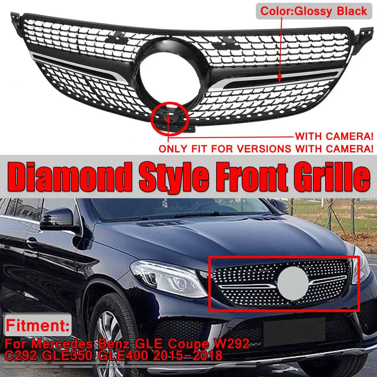1х Diamond Grill W292 автомобильная передняя решетка гриль для Mercedes Benz GLE купе Sport C292 GLE350