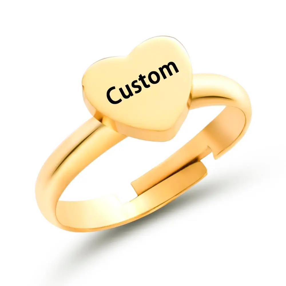 

Personalized Love Heart Rings Custom Name Birthday Simple Promise Ring Gift for Women Engraved Jewelry Unique Anniversary Gifts