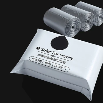 

3 Rolls 110Pcs Household Disposable Trash Pouch Kitchen Storage Garbage Bags Plastic Eco-friendly Trash Bags Dustbin Dispenser