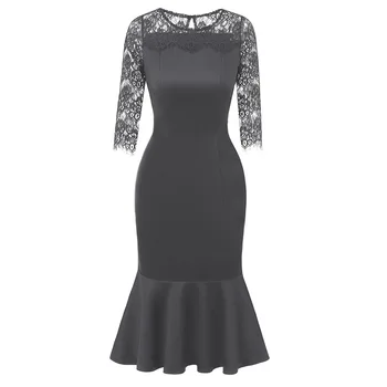 

Daily suit OWLPRINCESS New 2019 Slim Fit 7-Sleeve Women's Autumn Lace Dress