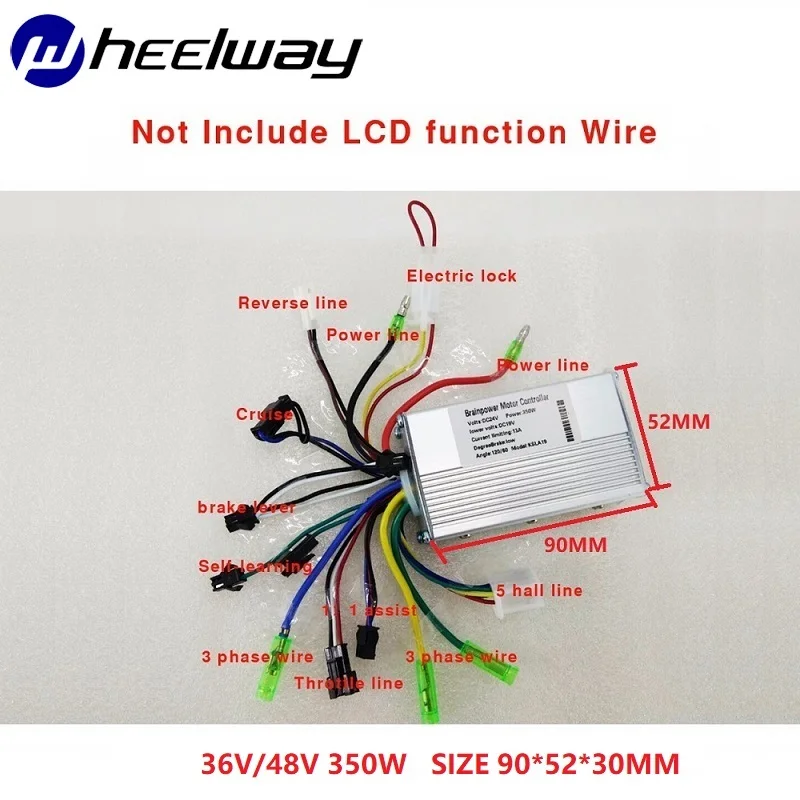 36V48V without LCD 24 В/36 В/48 в 350 Вт MOFSET бесщеточный контроллер BLDC контроллер для электровелосипеда и скутера BLDC контроллер - Цвет: 36V48V without LCD