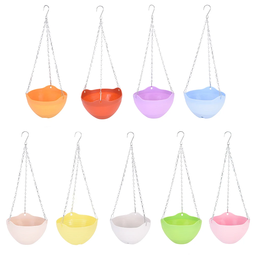Candy Colors Flower Metal Hanging Pots Home Garden Decor Balcony Wall Vertical Hang Bucket Iron Holder Basket with Removable Tin