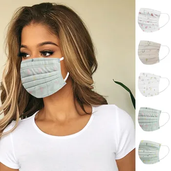 

10PC Adult Printing Reusable Face Shield 3Ply Ear Loop Windproof Mouth Mask Washable Cloth Face Mask Breathable Face Shield