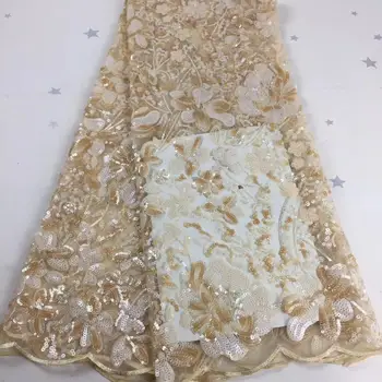 

Latest Sequin African Lace Fabric 2020 High Quality Embroidery Women Party Haute Couture Dress 2.5Yards French Tulle Lace Fabric