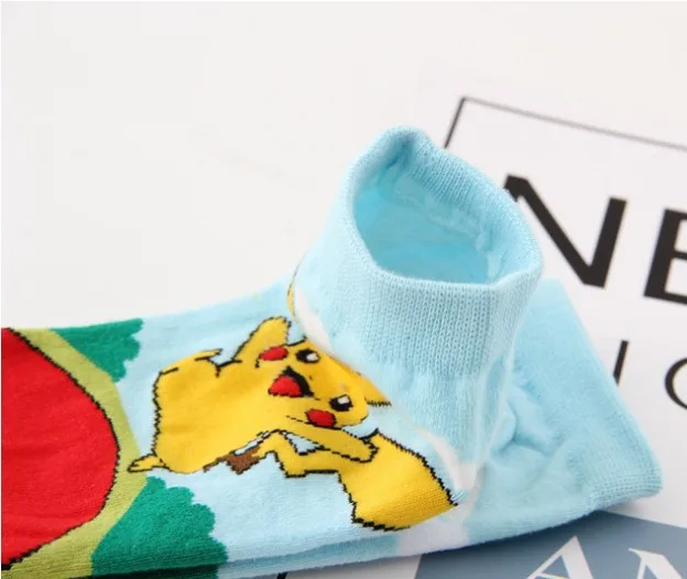 Носки по щиколотку для женщин и девочек, Harajuku Pikacha, новинка, уличная одежда, корейский стиль, осенние женские Носки с рисунком покемона, Kawaii, с низким вырезом