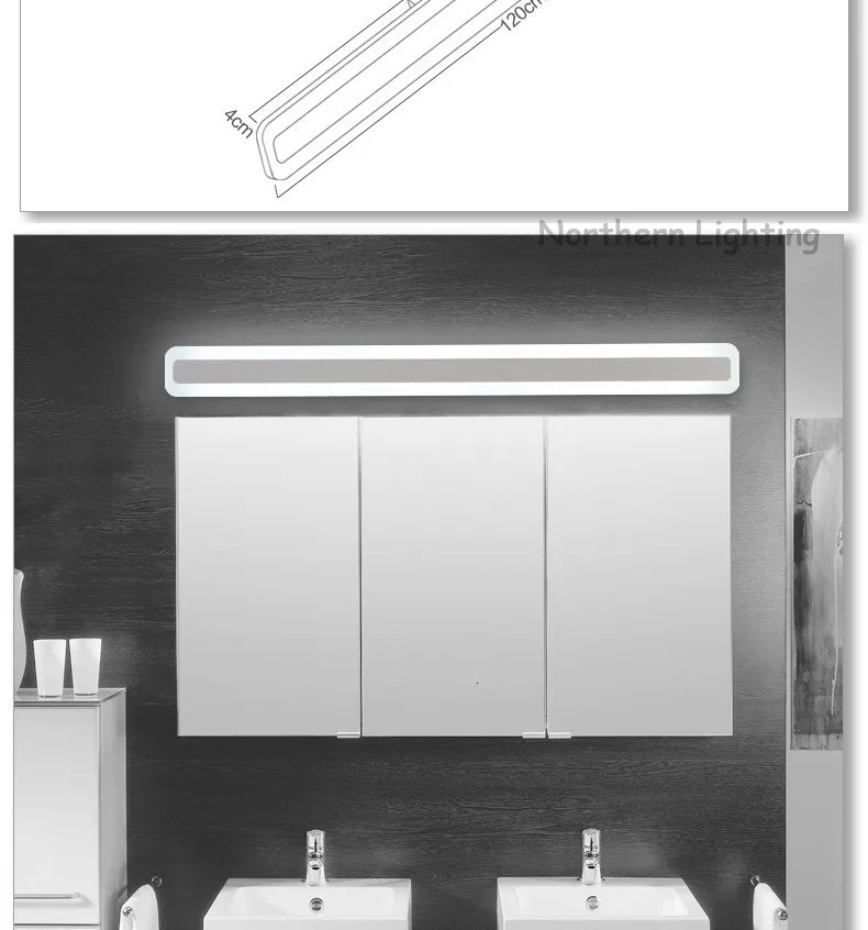 Новинка, 40 см-120 см, светодиодный зеркальный светильник для ванной комнаты, современный настенный светильник, лампада, светодиодный светильник, светильники, Apliques de Pared Luz