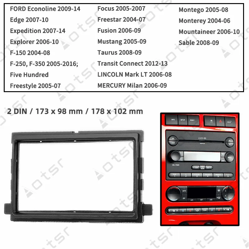 Car Radio Fascia Stereo Panel Plate For FORD Econoline 2009-14 Edge 2007-10 LINCOLN Mark LT 2006-08 MERCURY Frame Dash Kit | Автомобили и