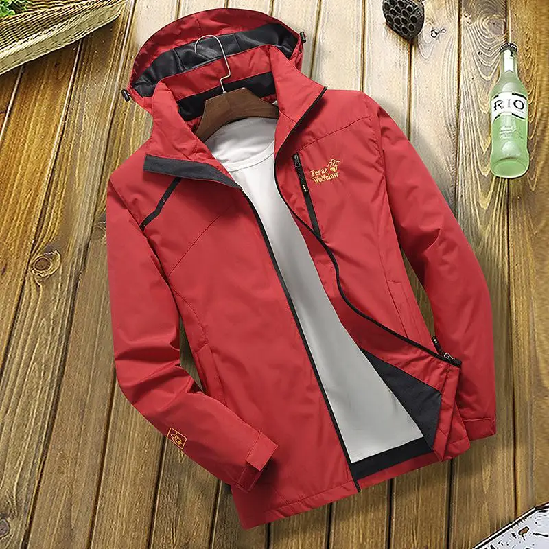 Новая мужская Осенняя уличная водонепроницаемая куртка для пеших прогулок спортивные горные с капюшоном альпинистская одежда унисекс походные куртки для рыбалки - Цвет: Красный