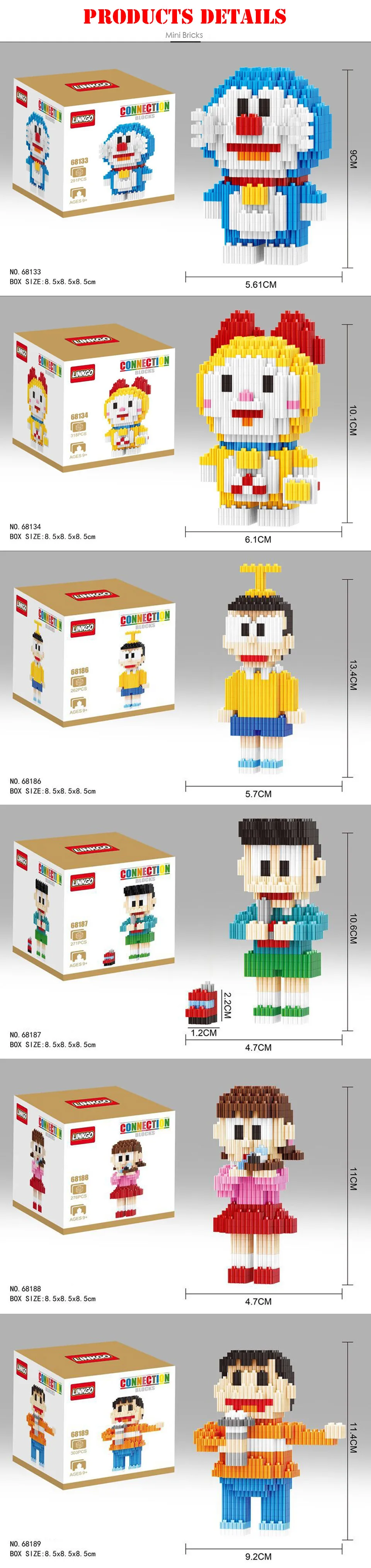 Linkgo милые аниме из мультфильмов Doraemon Dorami Мини фигурки алмазные мини строительные блоки кирпичи сборки модели образовательных игрушек