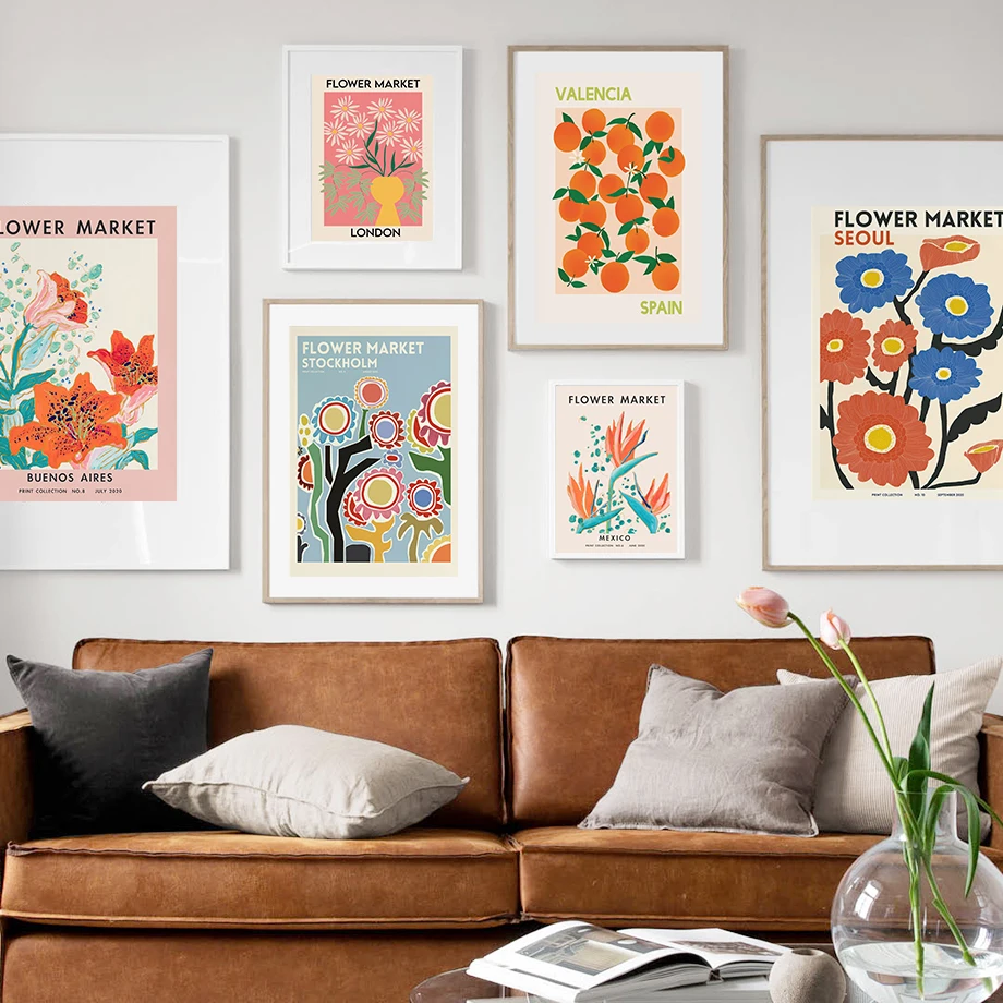 

Abstract Tropical Flowers Sakura Orange Wall Art Canvas Painting Nordic Posters And Prints Pictures For Living Room Home Decor