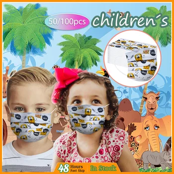 

50/100 Pcs Safety Air Fog Disposable Cartoon Mouth mascarillas 3 Layer Breathable Children's Non Wovens máscara Earloop Mask
