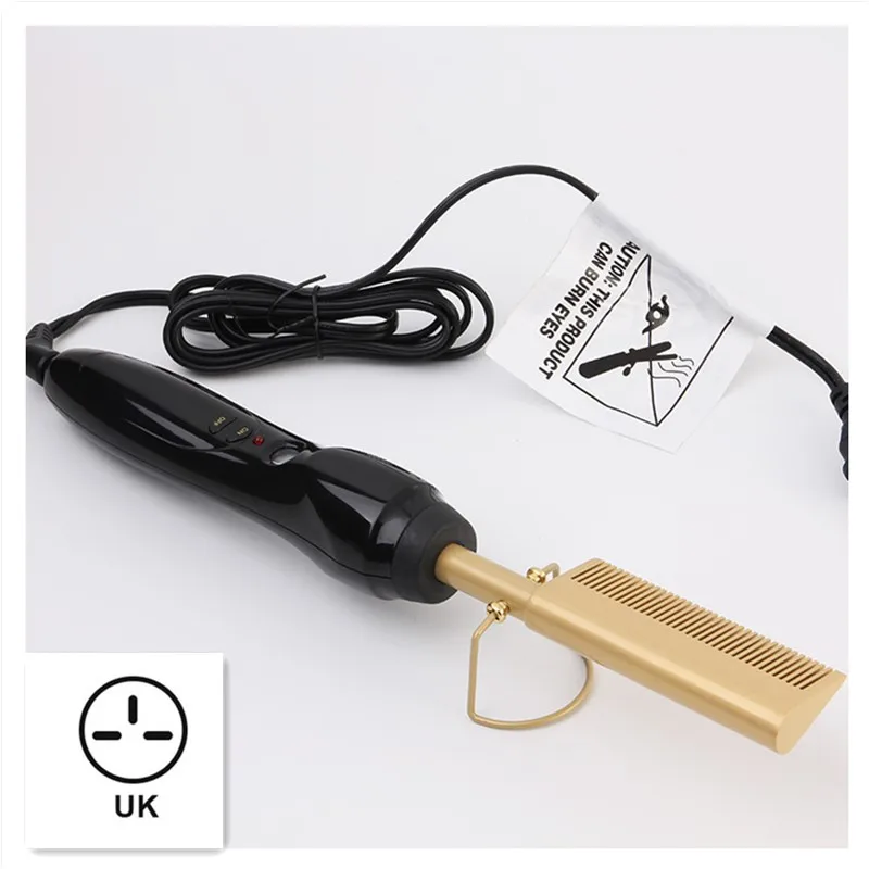Электрический выпрямитель, палочка, щипцы для завивки волос, горячая выпрямление, электрическая расческа из титанового сплава, расческа для завивки волос, уход за волосами YJ4 - Цвет: UK Plug