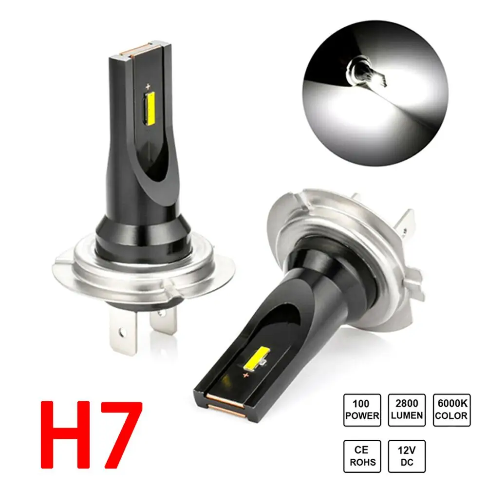 

2pcs 1200 lms 12 V/24V H7 LED fog light conversion kit bulb high power 6000k 100w headlight