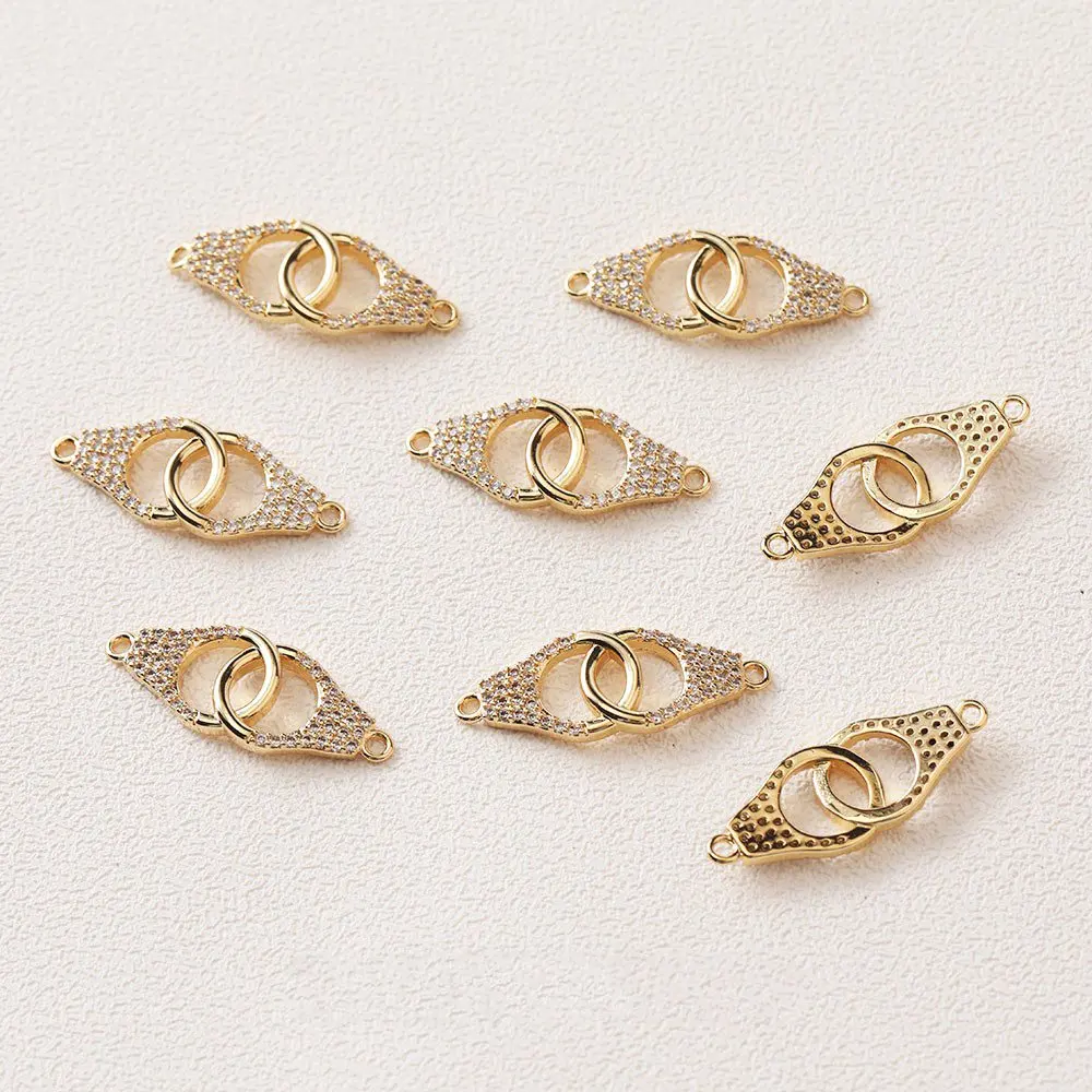 주얼리 제작용 금도금 팔찌 연결 버클 링크 목걸이, 지르콘 상감, DIY 수제 액세서리, 14k, 2 개