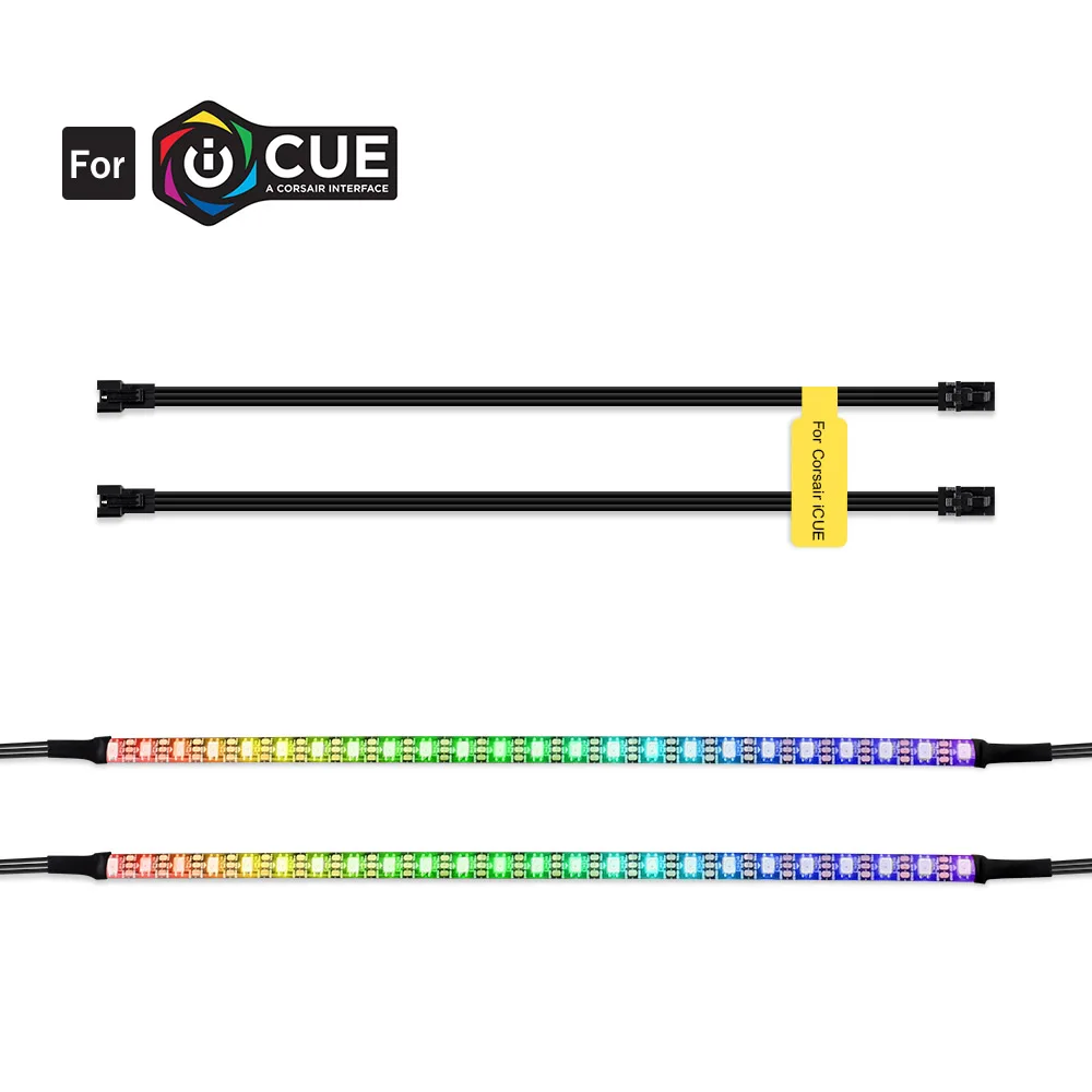2pcs 24leds IP65 RGB Светодиодная лента индивидуально Адресуемая для 5 В WS2812B цифровая светодиодная лента для CORSAIR iCUE, 3 pin 5V добавить коннектор на материнских платах, ПК - Испускаемый цвет: 2pcs 24leds IP65