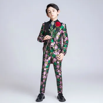 

YuanLu Children Suits For Boy Luxury Tuxedo Blazer For Wedding Party Piano Flower Color Boy Prom Suits