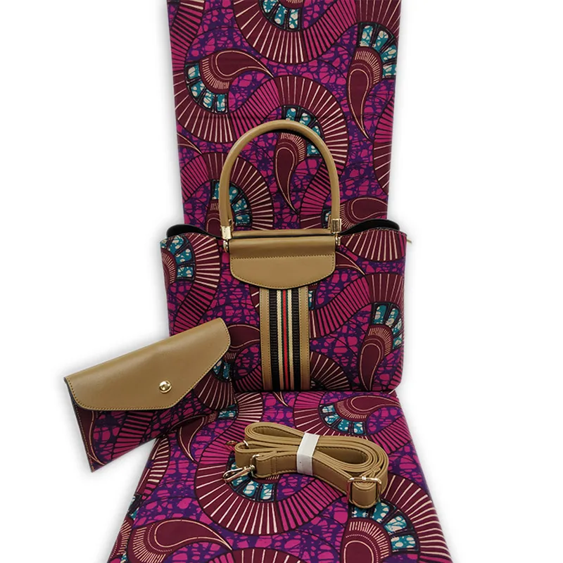 Африканская восковая Сумочка, набор, африканская восковая сумка с настоящей голландской вощеной тканью, 6 ярдов, хлопок, для женской сумки H1903250 - Цвет: 13