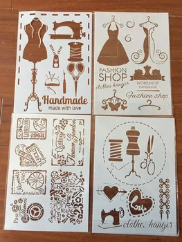 

4pcs / set A4 Clothes sewing machine Stencils Painting Coloring Embossing Scrapbook Album Decorative Template