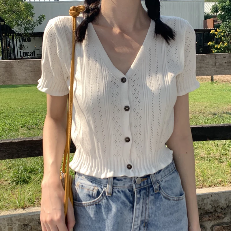Женские летние футболки с v образным вырезом коротким рукавом оборками
