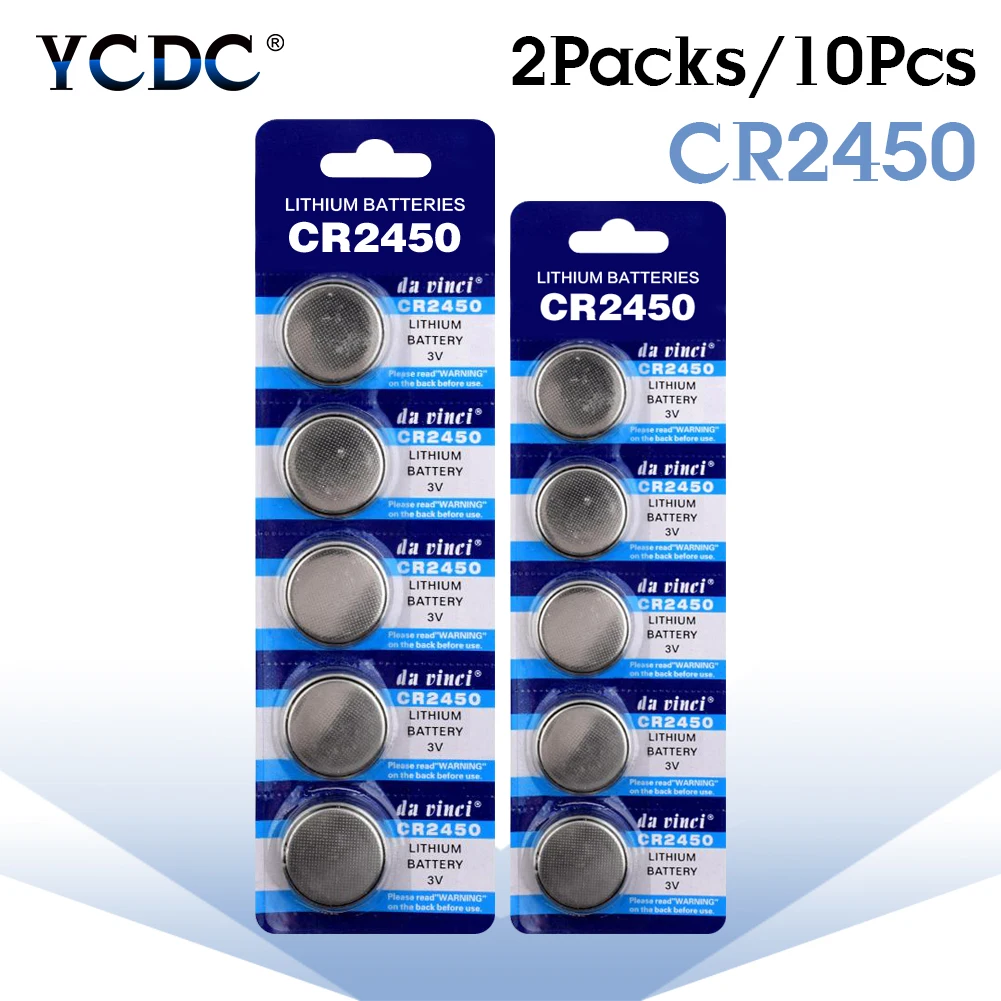 10 uds/2 paquetes cr2450 batería de botón de 3V ECR2450 KCR2450 5029LC LM2450 DL2450 BR2450 CR 2450 de litio reloj juego celular moneda baterías