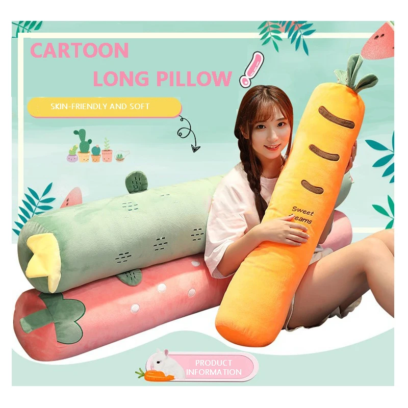 Removível e Lavável Bebê Interno 160cm Fruta Pelúcia Travesseiro Longo Cenoura Morango Cactus Estilo Sofá Encosto 100 - 130 2 Cheap Almofadas de pelúcia