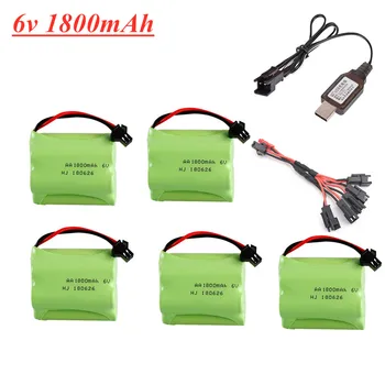 

6v 1800mAh Ni-MH Battery For Rc toys Cars Tanks Robots Boats Guns 5* AA 6v Rechargeable Battery Pack SM plug+USB Charger Set