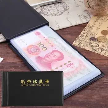 

20 Pockets Collection Currency Storage Cash Holders Coins Album Money Protection Stamps Ticket Banknote Page Note Leather P W7E0