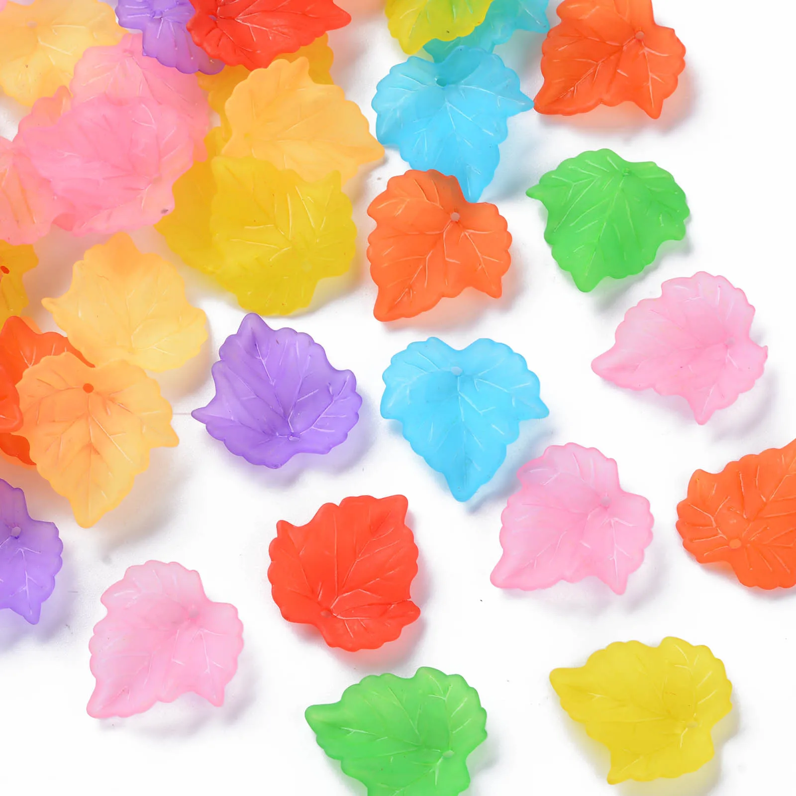 Матовые прозрачные акриловые подвески в виде листьев Яблока 100 шт. резьба около