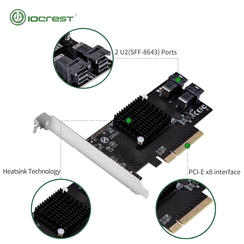  IOCREST U.2 sff 8643 puertos PCIe 30x8 bifurcación Riser controlador en apoyo de la no-bifurcación 
