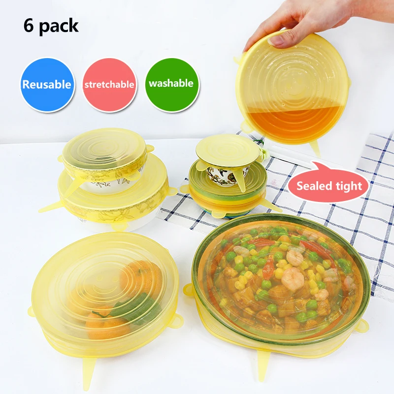 

Крышки силиконовые многоразовые, 2,6-8,1 дюйма, 6 шт.